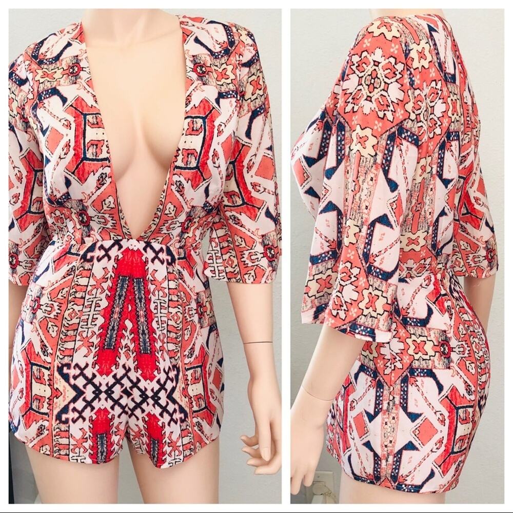 Capulet Deep-V Printed Romper size M